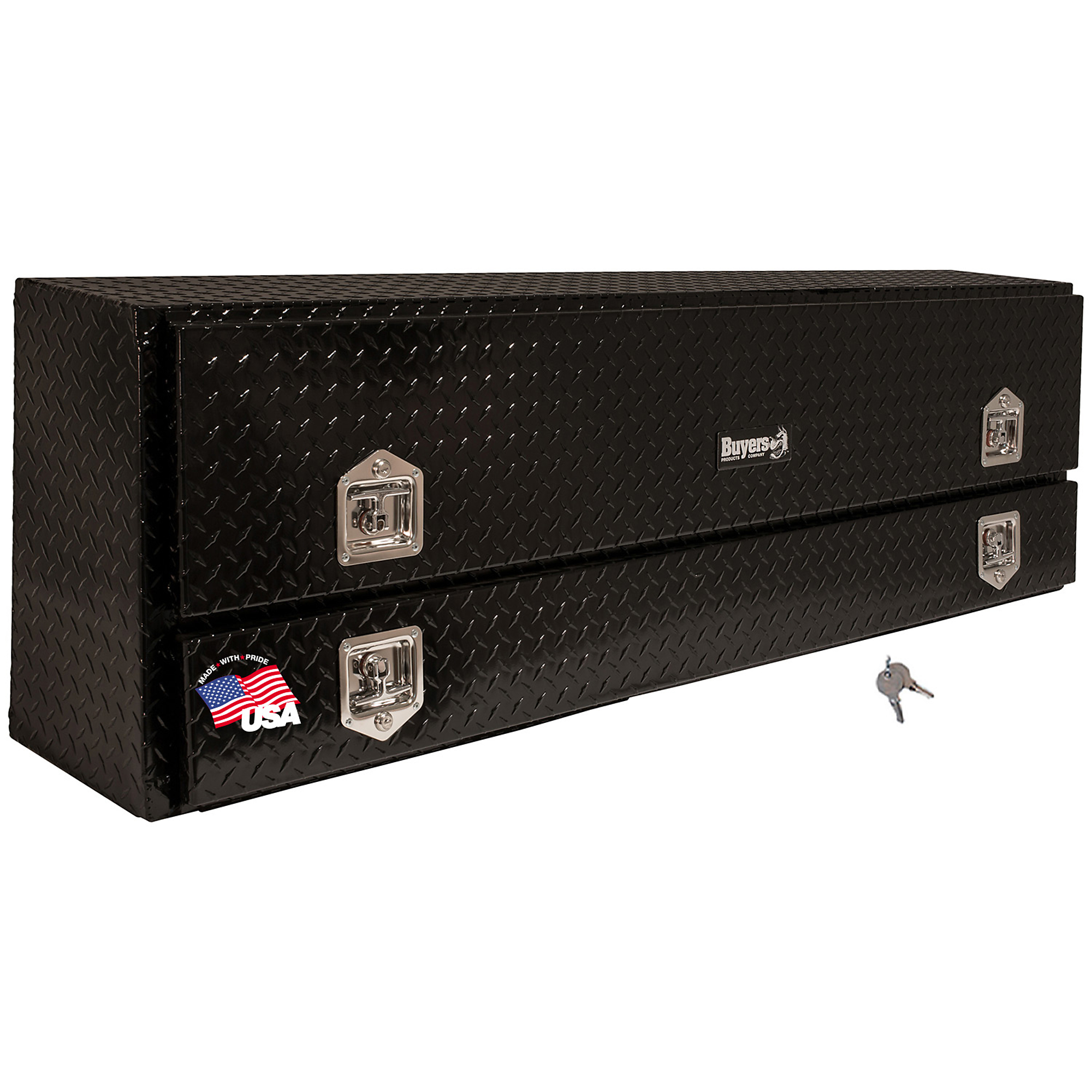 Buyers Products Gloss Black Diamond Tread Aluminum Pick-Up Truck Contractor With Lower Door Topsider Truck Tool Box Series